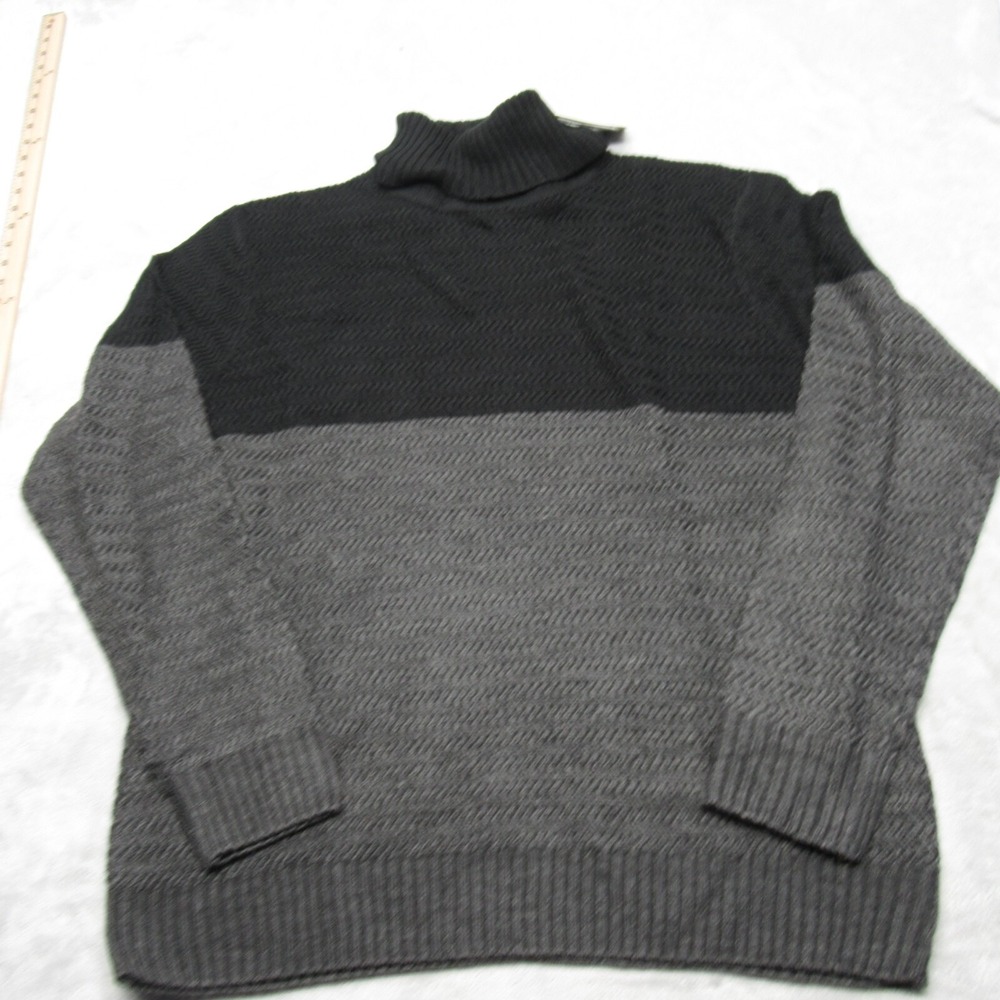 Another Influence Sweater Unisex Large Gray Black Colorblock Turtleneck Knit NEW